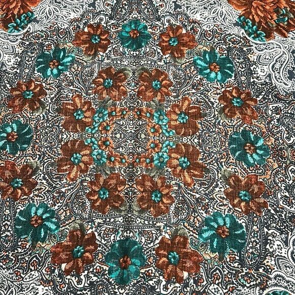 Vintage Ray Strauss Large Wool Square Scarf Shawl Gray Paisley Floral Italy - Picture 9 of 13